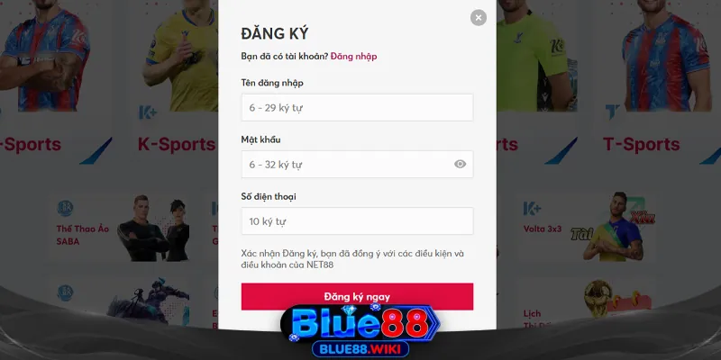 Hướng dẫn đăng ký và cược thể thao tại Blue88